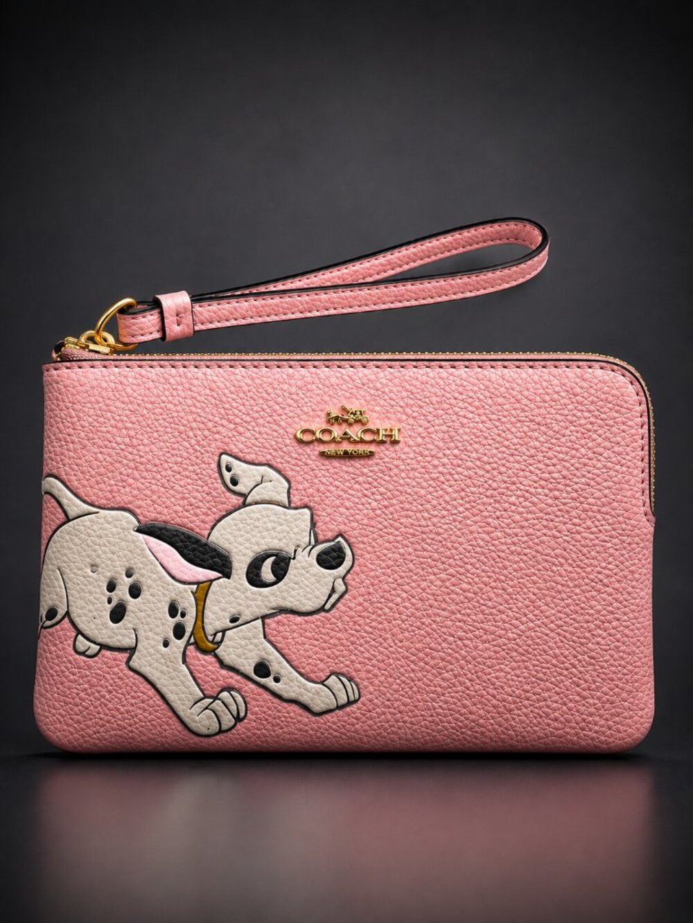 DISNEY x COACH 101 Dalmatians Corner Zip Wristlet Pink Blossom